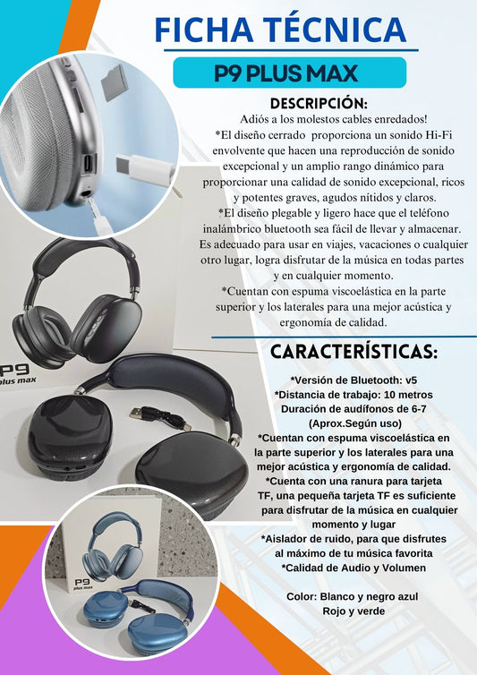 AUDIFONOS P9 PLUS MAX
